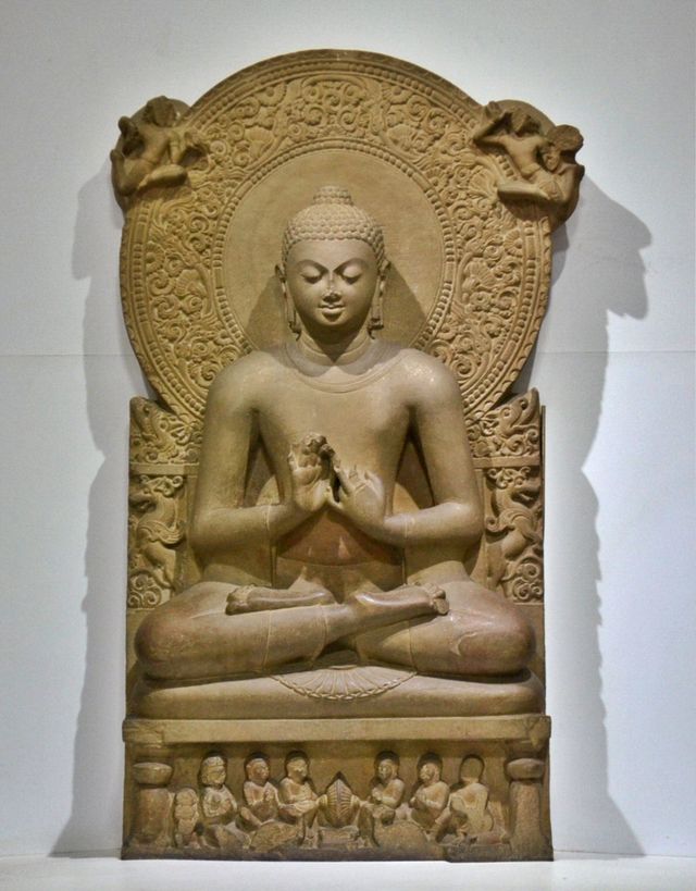 A Gupta-era seated Buddha statue at the Sarnath Museum